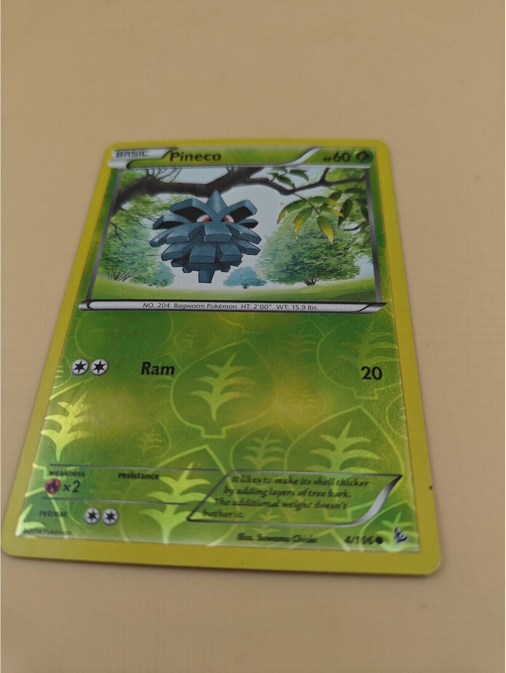 Pokemon Pineco 4/106 Reverse Holo Flashfire Common TCG Card NM LP